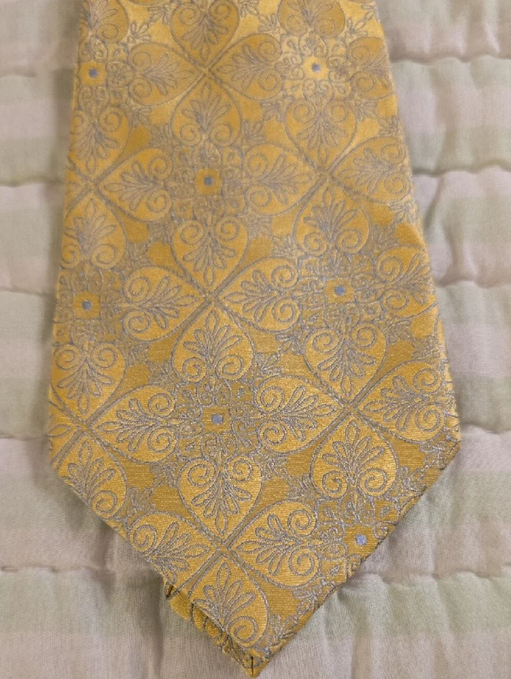 Stafford Yellow Paisley Silk Tie 62 Inches Long Handmade